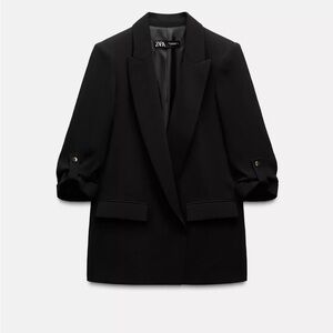 Zara Black XL Blazer with Notched Lapels